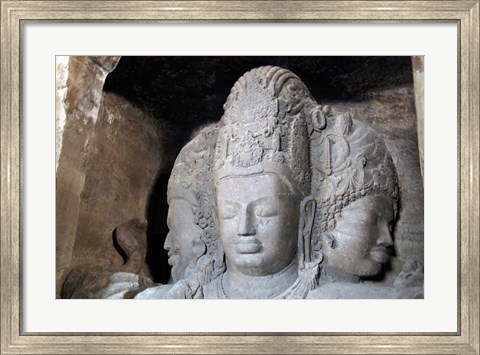 Framed Mahesamurti of Elephant Island Caves, Mumbai, India Print
