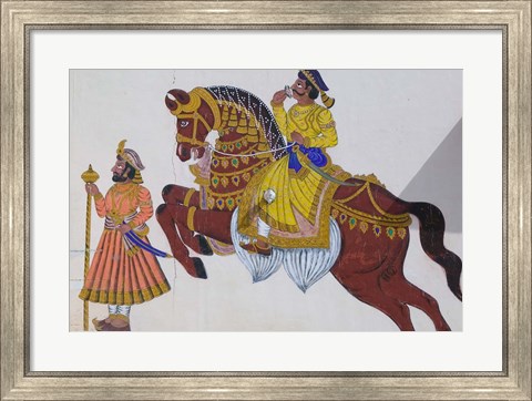 Framed Wall Mural of horse and rider in the City Palace, Rajasthan, India Print