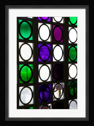 Framed Stained Glass Windows of 17th Century Braganca House, India Print