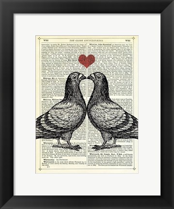 Framed Pigeons in Love Print