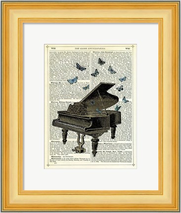Framed Piano &amp; Butterflies Print