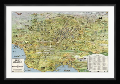 Framed Greater Los Angeles, California, 1932 Print