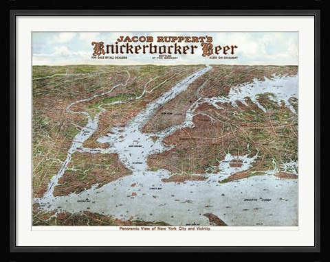 Framed Panoramic View of New York City and Vicinity, 1912 Print