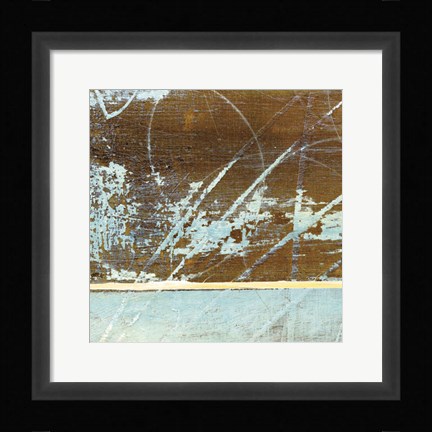 Framed Barn Blue Square I Print