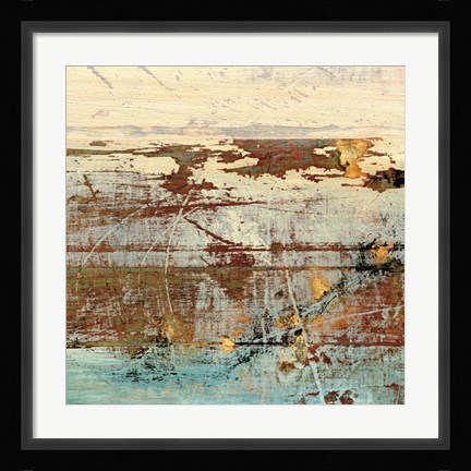 Framed Barn Blue Square II Print