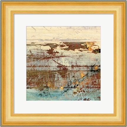 Framed Barn Blue Square II Print