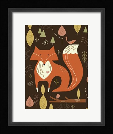 Framed Fox in the Woods Print