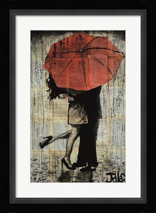 Framed Red Umbrella Print