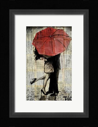 Framed Red Umbrella Print