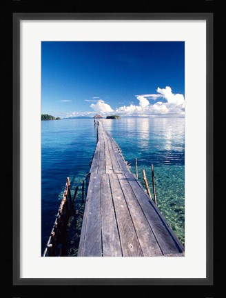 Framed Wooden Jetty Extending off Kadidiri Island, Togian Islands, Sulawesi Print