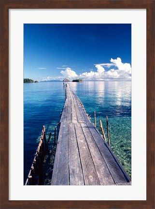Framed Wooden Jetty Extending off Kadidiri Island, Togian Islands, Sulawesi Print