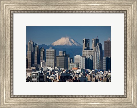 Framed Tokyo, Shinjuku, City Skyline, Mount Fuji, Japan Print