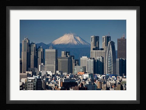 Framed Tokyo, Shinjuku, City Skyline, Mount Fuji, Japan Print