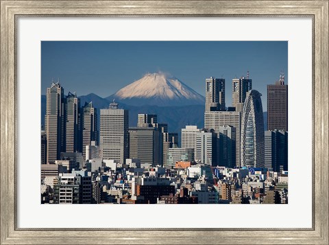 Framed Tokyo, Shinjuku, City Skyline, Mount Fuji, Japan Print
