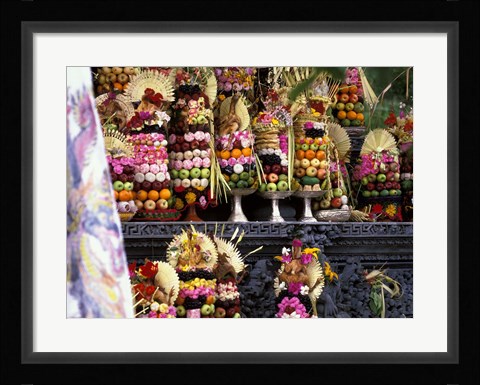 Framed Hindu Full Moon Ceremony at Pura Gubug Temple, Indonesia Print