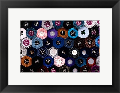 Framed Close-up of Fabric Rolls in Akasaka District of Tokyo, Japan Print