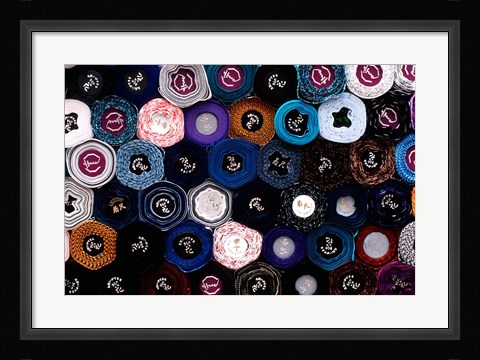 Framed Close-up of Fabric Rolls in Akasaka District of Tokyo, Japan Print