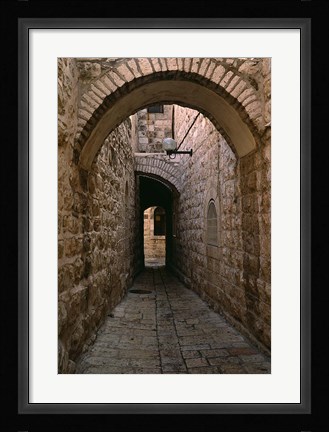 Framed Arch of Jerusalem Stone and Narrow Lane, Israel Print