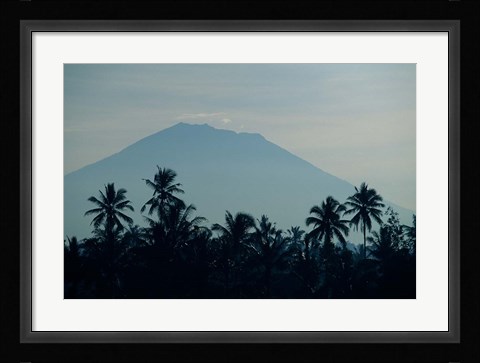 Framed Bali, Volcano Gunung Agung, palm trees Print