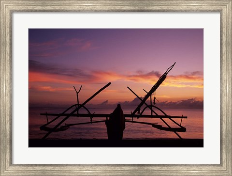 Framed Indonesia, Perahu, Doubleoutrigger fishing canoe Print