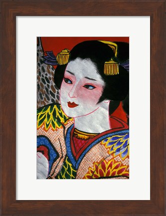 Framed Geisha, Warrior Folk Art, Takamatsu, Shikoku, Japan Print