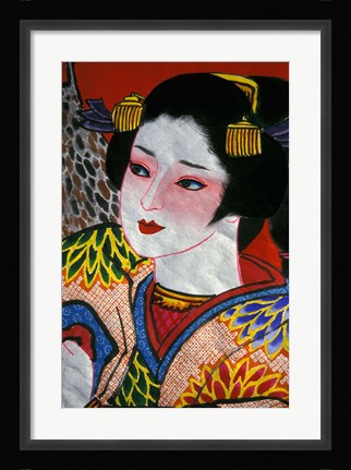 Framed Geisha, Warrior Folk Art, Takamatsu, Shikoku, Japan Print