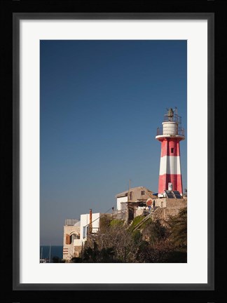 Framed Israel, Tel Aviv, Jaffa, Jaffa Old Port, lighthouse Print