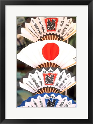Framed Colorful Artwork on Fans, Kyoto, Japan Print