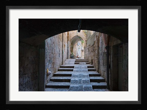 Framed Ancient street, old town, Jerusalem, Israel Print