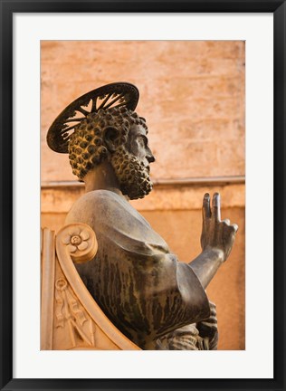 Framed Israel, Galilee, Tiberias, St Peters Parish, Statue Print