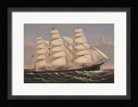 Framed Clipper Ship "Three Brothers", ca. 1875 Print
