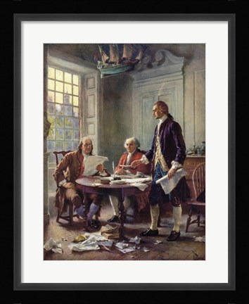 Framed Writing the Declaration of Independence, 1776 Print