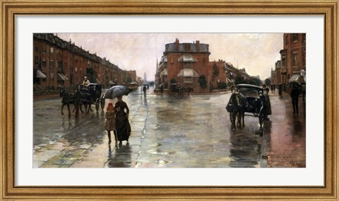 Framed Rainy Day, Boston, 1885 Print