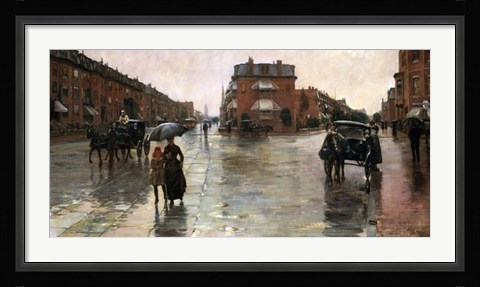 Framed Rainy Day, Boston, 1885 Print