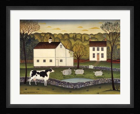 Framed White Farm Print
