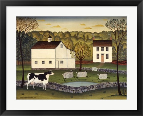 Framed White Farm Print