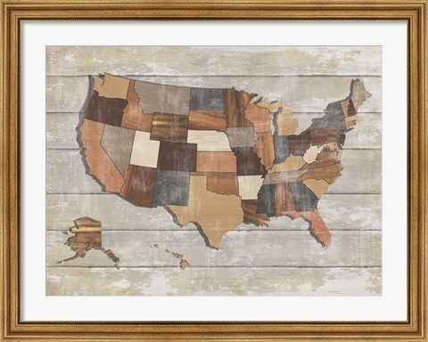 Framed Wood Map Print