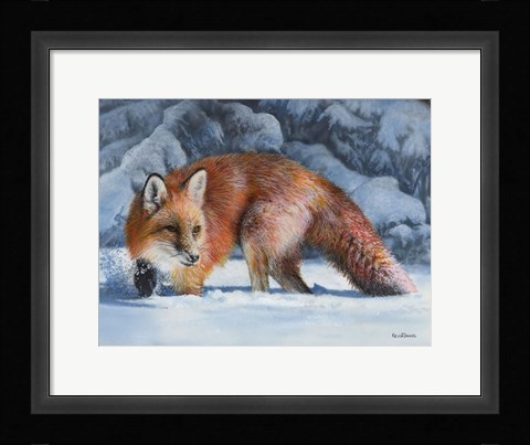 Framed Fox at the Pines Print