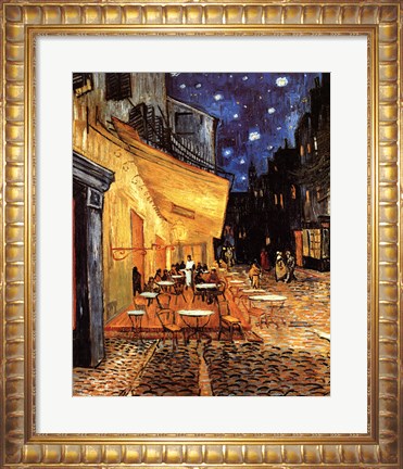 Framed Cafe Terrace on the Place du Forum, Arles, at Night, c.1888 Print