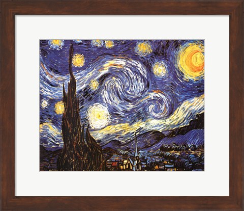 Framed Starry Night, c.1889 Print