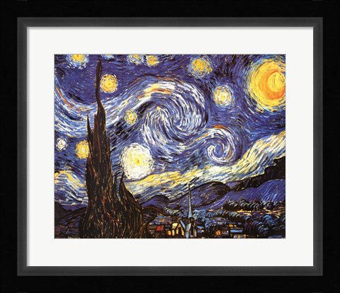 Framed Starry Night, c.1889 Print