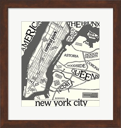 Framed New York Map Print
