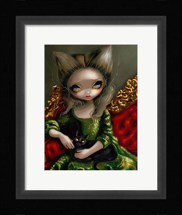 Framed Princess with a Black Cat Print