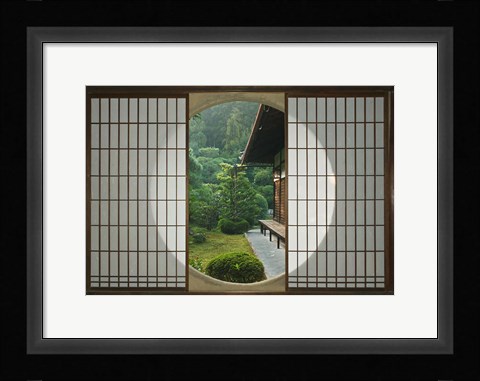 Framed Tea House Window, Sesshuji Temple, Kyoto, Japan Print