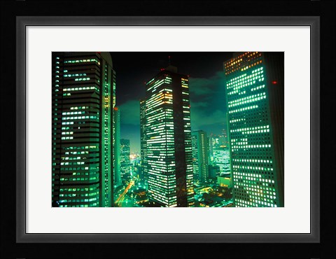 Framed Nightscape, Tokyo, Japan Print