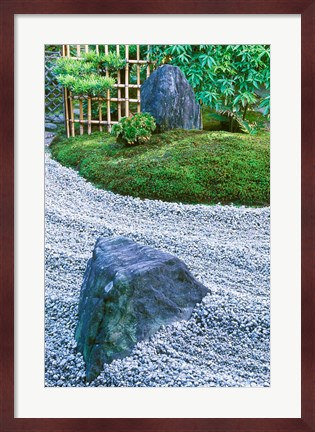 Framed Daitokuji Temple, Zuiho-in Rock Garden, Kyoto, Japan Print