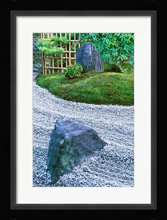 Framed Daitokuji Temple, Zuiho-in Rock Garden, Kyoto, Japan Print