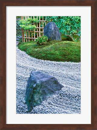 Framed Daitokuji Temple, Zuiho-in Rock Garden, Kyoto, Japan Print
