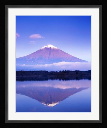 Framed Mt Fuji with Lenticular Cloud, Motosu Lake, Japan Print