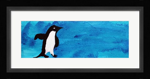 Framed Blue Penguin I Print